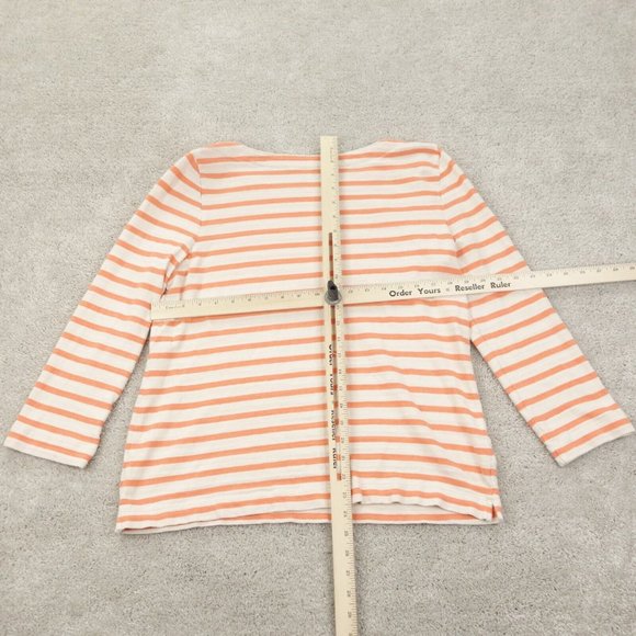 LOFT Sweater Womens Large Orange Striped Long Sleeve Pullover 100% Cotton - Picture 5 of 8